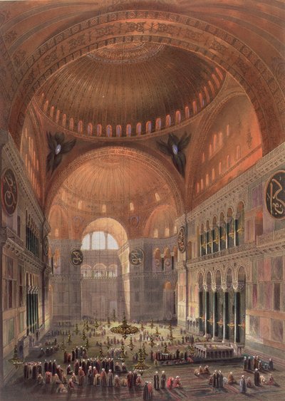 Interior de Santa Sofía, Constantinopla, pub. 1852 de Gaspard Fossati
