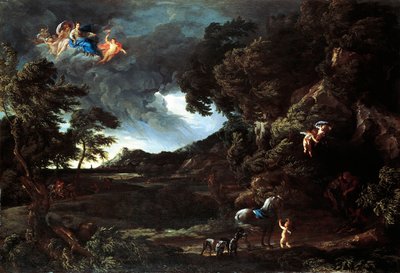 Paisaje con la unión de Dido y Eneas, c.1664-48 de Gaspard Poussin and Maratta or Maratti Carlo Dughet