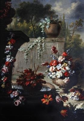 Naturaleza muerta de flores en jarrones ornamentales de Gasparo Lopez
