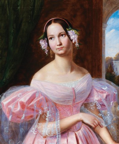 Retrato de Helena de Mecklemburgo-Schwerin 1814-1858, duquesa de Orleans como novia, década de 1830 de Gaston Camillo Lenthe