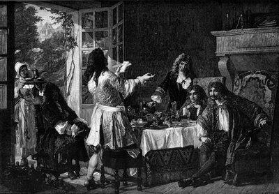 Cena en casa de Molière en Auteuil. Alusión a la anécdota de 