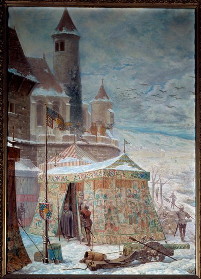 Guerra de Borgoña: "La tienda de Carlos el Temerario en el asedio de Nancy" El duque de Borgoña Carlos el Temerario murió durante la batalla de Nancy el 5/01/1477 que le opuso el Armee de la Lorena y los suizos de René II de Lorena. Pintar de Gaston Save