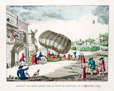Recepción de los Hermanos Robert por el Príncipe de Ghistelles en 1784, 1887 de Gaston Tissandier