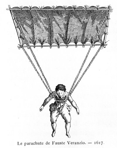 El paracaídas de Fauste Veranzio, 1617 de Gaston Tissandier
