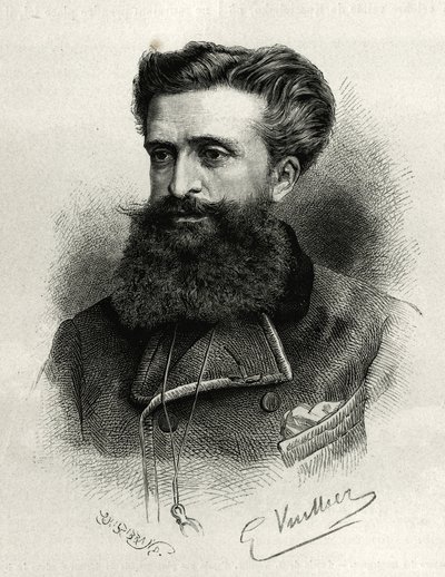 Retrato del Dr. Gustave Lebon (1841-1931). Ilustración de la historia La Siria de hoy, por M. Lortet, decano de la Facultad de Medicina de Lyon, encargado de una misión científica por el Ministerio de Educación Pública, publicado en Le tour du monde de Gaston Vuillier