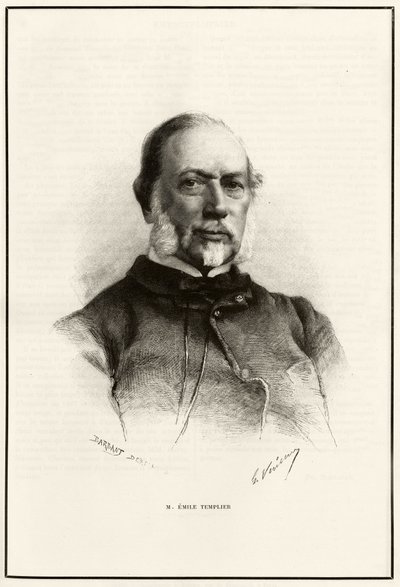 Retrato de Emile Templier (1821-1891), colaborador de Louis Hachette (grabado) de Gaston Vuillier
