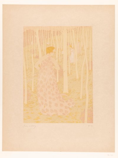 Mujeres cazando en un bosque Chasseresses (título original) de Gaston de Latenay (signed by artist)