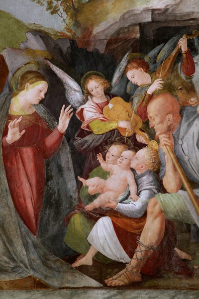 Adoración de los pastores con ángeles músicos de Gaudenzio Ferrari