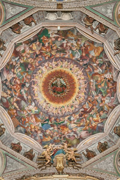 Asunción de la Virgen, conocida como "El coro de ángeles tocando música", Cúpula del crucero, de 1534 (fresco) de Gaudenzio Ferrari