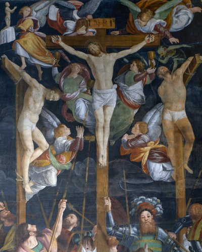 Crucifixión, (detalle) del fresco de Gaudenzio Ferrari (1475-1546), iglesia de San Cristoforo, Vercelli, Piamonte, Italia de Gaudenzio Ferrari