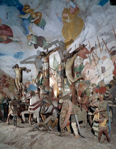Crucifixión, (detalle) de estatuas por Gaudenzio Ferrari (1475-1546), 38ª capilla, Monte Sagrado de Varallo Sesia (Sitio del Patrimonio Mundial de la UNESCO, 2003), Piamonte, Italia de Gaudenzio Ferrari