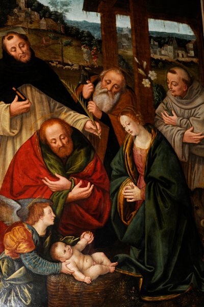 Natividad con Santos, pintura de Gaudenzio Ferrari en la iglesia de Santa María de la Consolación, Milán, Lombardía, Italia de Gaudenzio Ferrari