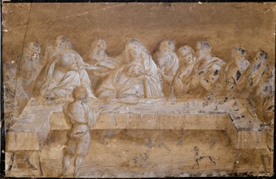 Estudio para la última cena (dibujo) de Gaudenzio Ferrari