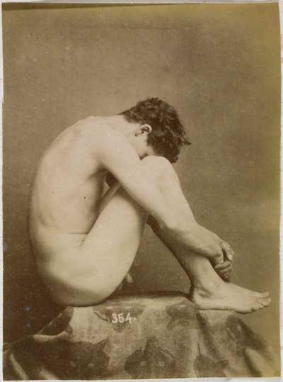 Estudio de un modelo desnudo masculino, sentado con la cabeza entre las rodillas, visto de lado de Gaudenzio Marconi (possibly)