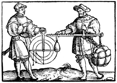 Pesando con una romana, 1547 de Gaultherius Rivius