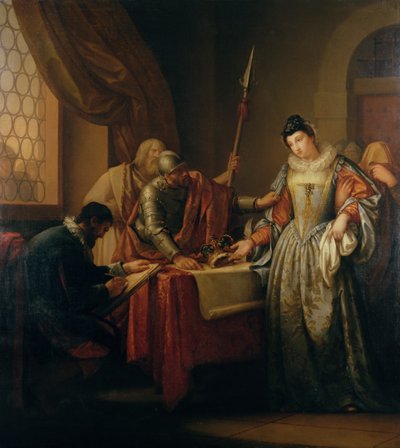 La abdicación de María Reina de Escocia (1542-87) en 1568, c.1765-73 de Gavin Hamilton