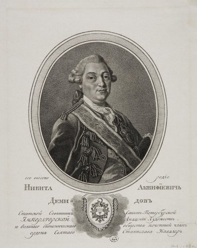 Retrato de Nikita Akinfiyevich Demidov 1724-1789, 1786 de Gavriil Ivanovich Skorodumov