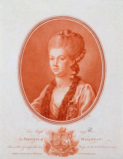 Retrato de la Princesa Yekaterina Romanovna Vorontsova-Dashkova 1743-1810, 1777 de Gavriil Ivanovich Skorodumov