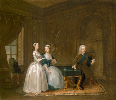 Retrato de John Montagu, su esposa y su hija menor (óleo sobre lienzo) de Gawen Hamilton