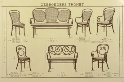 Catálogo de sillas y sofás de los hermanos Thonet, dibujo, Austria de Gebruder Thonet