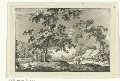 Paisaje boscoso con dos excursionistas de Geerlig Grijpmoed