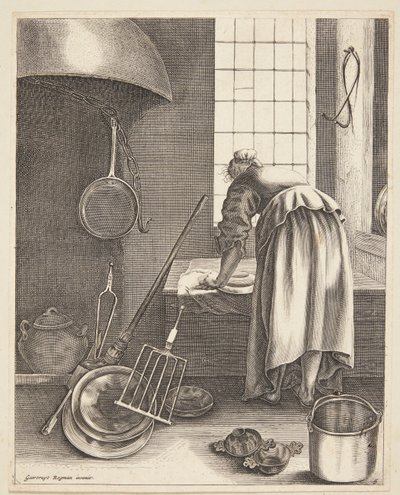 Una mujer limpiando de Geertruyt Roghman