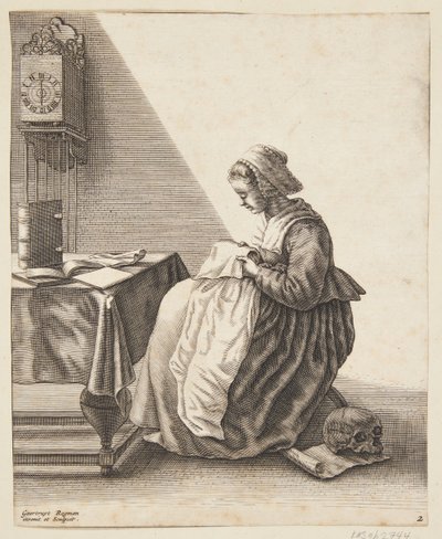 Una mujer plisando de Geertruyt Roghman