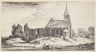 Vista hacia la iglesia en Sloten de Geertruyt Roghman