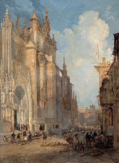 Catedral de Sevilla en el lado de los escalones de Genaro Pérez Villaamil