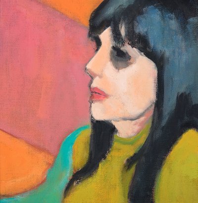 Pelo negro, jersey lima, 2017 (óleo sobre tabla de lienzo) de Genevieve French