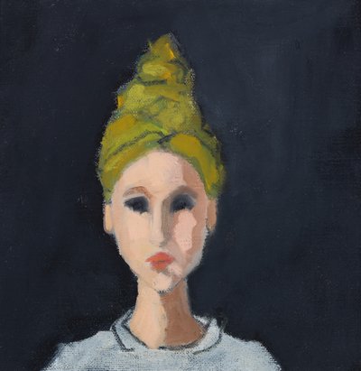 Niña con turbante verde, 2017 (óleo sobre tabla de lienzo) de Genevieve French