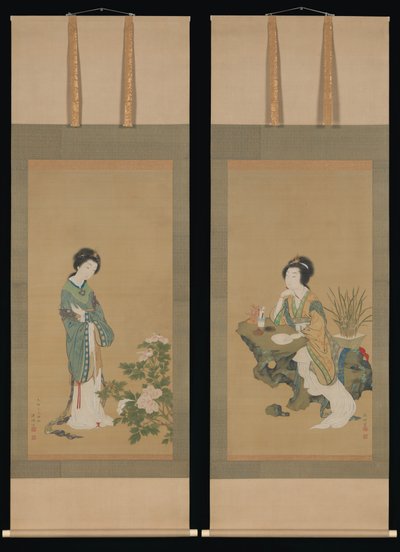 Yanji con orquídeas y Yang Guifei con peonías de Genki
