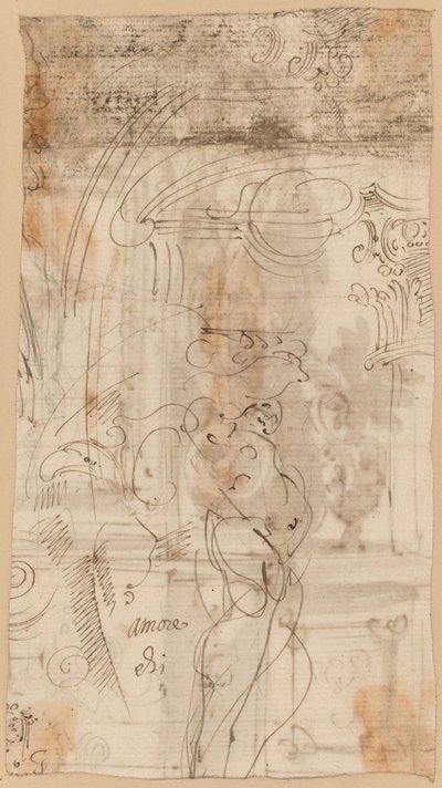 Un Estudio Arquitectónico con un Atlante de Genoese 17th Century