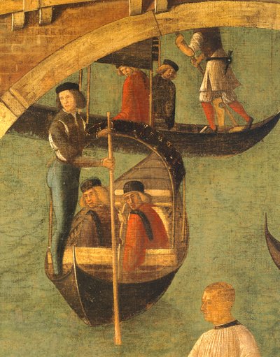 Milagro de la Cruz en el Puente de San Lorenzo de Gentile Bellini (1429-1507), temple sobre madera, 323x430 cm, detalle, hacia 1500 de Gentile Bellini