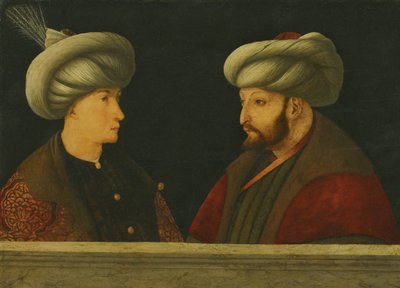 Retrato del Sultán Mehmed II con un joven dignatario de Gentile Bellini