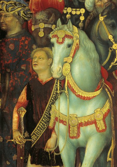 La Adoración de los Magos, (detalle) de los caballos de Gentile da Fabriano