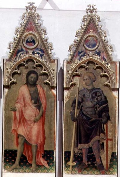 Dos santos del Políptico Quaratesi: San Juan Bautista y San Jorge 1425 (detalle) de Gentile da Fabriano