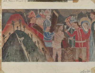 Estación de la Cruz No. 10: Jesús es despojado de sus vestiduras, c. 1936 de Geoffrey Holt