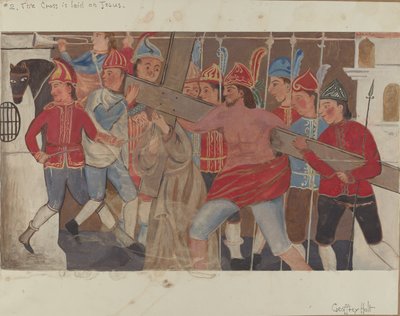 Estación de la Cruz No. 2: La cruz es puesta sobre Jesús de Geoffrey Holt
