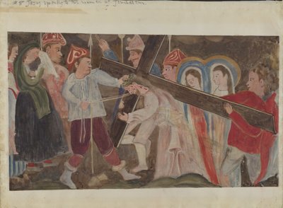 Estaciones de la Cruz No. 8: Jesús Habla a las Mujeres de Jerusalén, c. 1936 de Geoffrey Holt