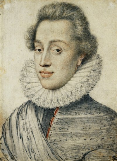 Retrato de un Joven de Calidad, Medio Cuerpo, con un Alto Gorguera de Geoffroy Dumonstier