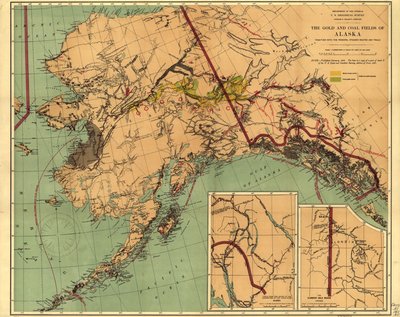 Los yacimientos de oro y carbón de Alaska : junto con las principales rutas y senderos de los barcos de vapor de Geological Survey