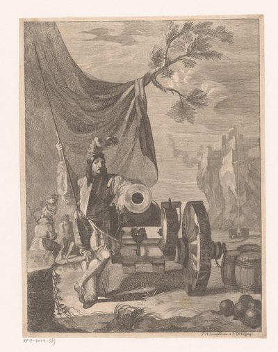 Artillero en un arma de Georg Andreas Wolfgang