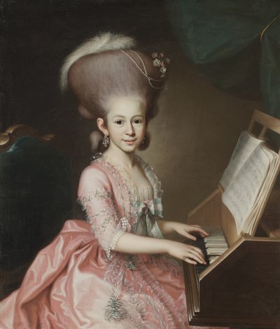 Retrato de una joven dama en el clavicordio, 1779 de Georg Anton Abraham Urlaub