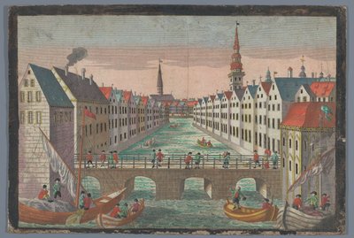 Vista de Nikolaifleet frente a Sankt Nikolaikirche en Hamburgo Prospecto contra St. Nicolai Kirche zu Hamburg de Georg Balthasar Probst (possibly)