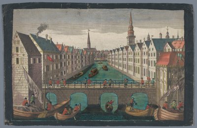 Vista de Nikolaifleet frente a Sankt Nikolaikirche en Hamburgo Prospecto contra St. Nicolai Kirche zu Hamburg de Georg Balthasar Probst (possibly)