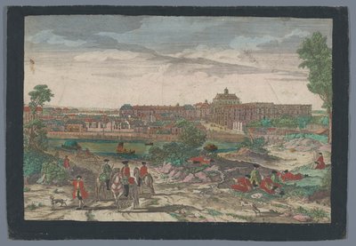 Vista de la ciudad en el Palacio de Versalles Fachada del palacio y parte de la ciudad de Versalles (título sobre objeto) de Georg Balthasar Probst (possibly)