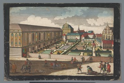 Vista del Palacio Real y el Convento de los Frailes Menores Capuchinos en Wroclaw Das Könige Palatium, samt dem Capuciner und Minoritten Closter zu Breslau (título sobre el objeto) de Georg Balthasar Probst (possibly)