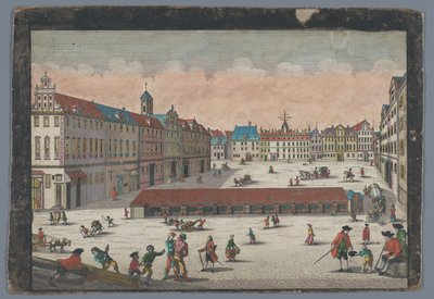 Vista de la Plaza de la Sal en Wroclaw vista desde el sur Der Saltz Ring, oder Plaz in Breslau gegen Mittag anzusehen (título sobre el objeto) de Georg Balthasar Probst (possibly)