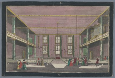 Vista del interior del Kerk van de Broedergemeente en Zeist Lugar de encuentro de la comunidad de hermanos en Zeyst von Innen de Georg Balthasar Probst (possibly)